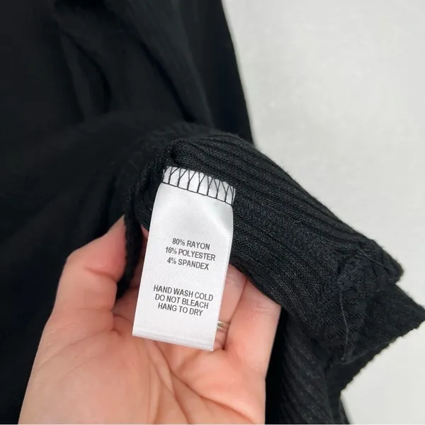 Lulus Long Sleeve‎ Ribbed Top Black Sz S - Image 4