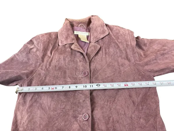 VTG Jessica Holbrook Suede Leather Jacket Womens S Purple Button Front Western - Image 7