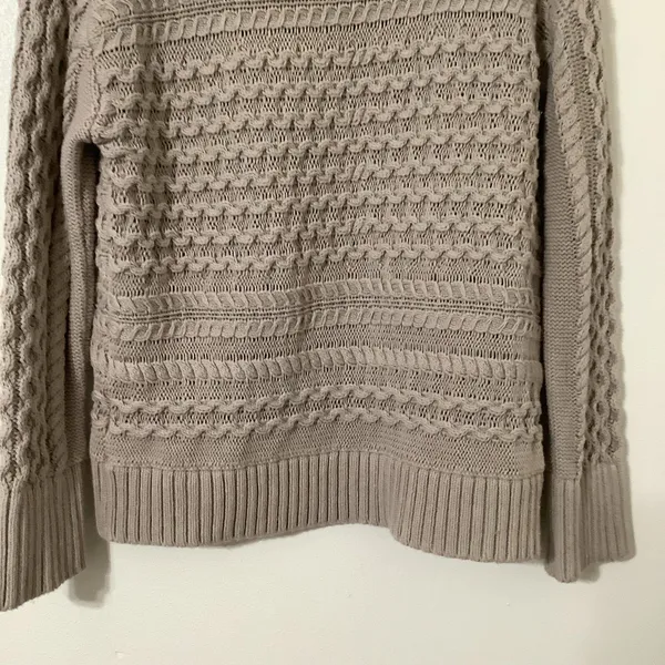 Haven Well‎ Within Quiet Luxury Organic Cotton Cable Knit Funnel Neck Sweater S - Image 9