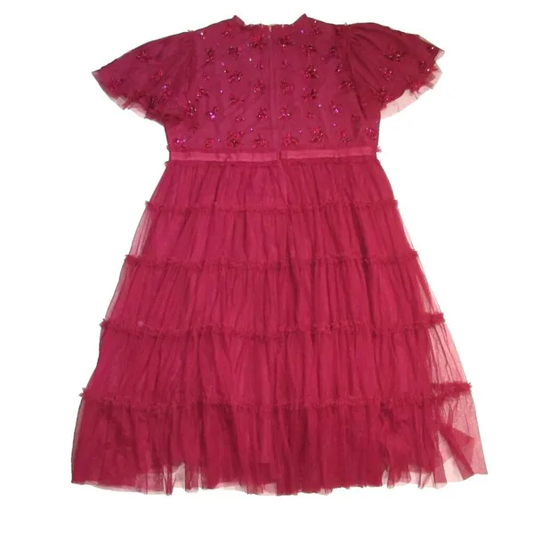 NWT Ivy City Co. Anastasia in Dark Red Embellished Tulle Ruffled Dress 3X - Image 9