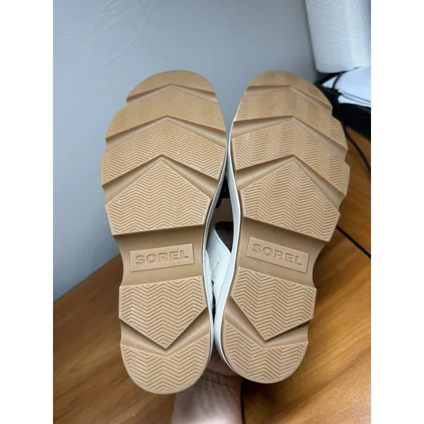 NEW SOREL Joanie IV Slingback Wedge Sandal Heel 7.5‎ Platform Cream Chalk Black - Image 6