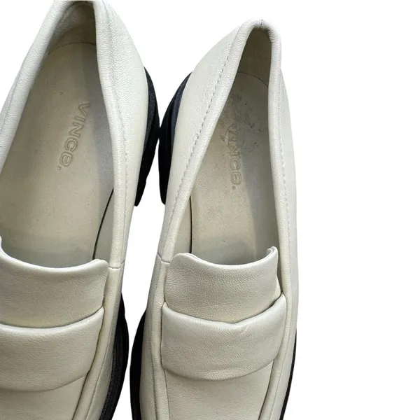 ✨ Vince Robin Women’s Leather Loafers‎ Cream White Slip-On Shoes Chunky Sole ✨ - Image 6