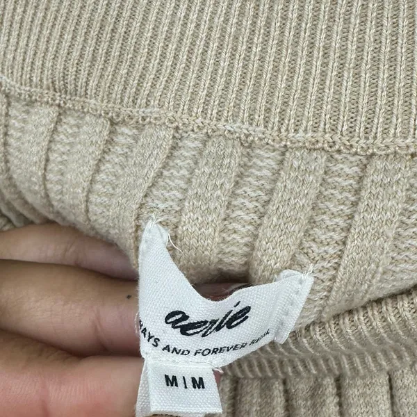 Aerie Cropped Off The Shoulder Sweater Top Size Medium Boho Ribbed Knit - Image 5