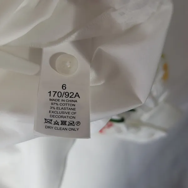 Kate Spade White Floral Embroidered Gathered Puff Sleeve Blouse Shirt Sz 6 NWOT - Image 5