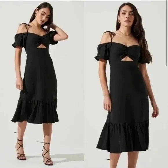 ASTR the Label Aleda Off-the Shoulder Midi Dress in Black Size S - Image 2