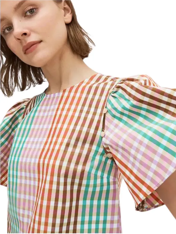 kate spade Multicolor Gingham Puff Sleeve Top - Image 2