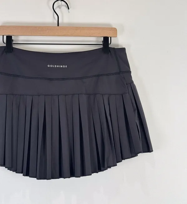 Gold Hinge Womens Skort Black Pleated Mini Tennis Skirt Lined High Waist XL - Image 9