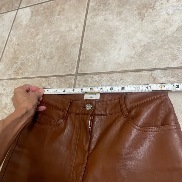Wilfred Free Vegan Leather Pants High Waisted Brown‎ Straight Leg Trousers Sz 0 - Image 4