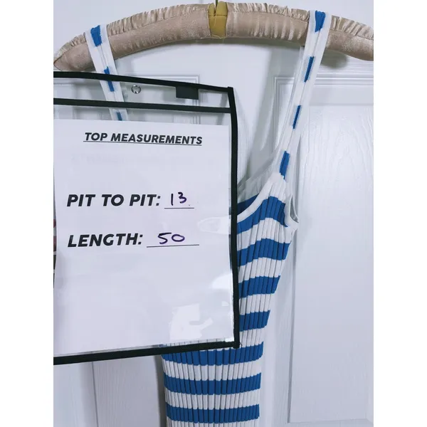 Solid & Striped Womens Ribbed Midi Dress Large Blue White Stripe Resort Beachy - Image 7