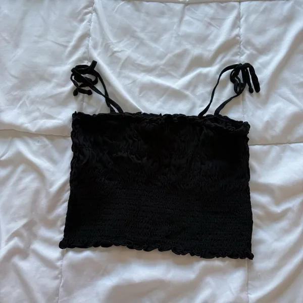 H&M‎ Divided Womens Size Small Scrunched Casual Black Tank Crop Top Summer Beach - Image 6