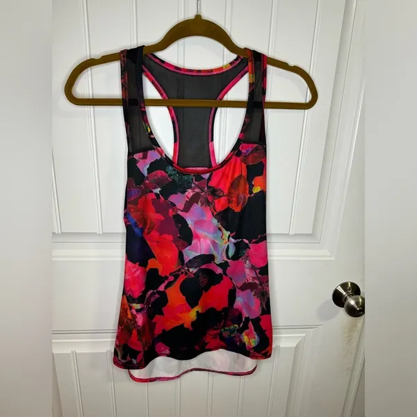 Athleta Hot Pink and Black Mystique Chi Mesh Active Racerback Tank - Image 2