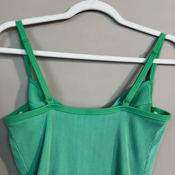 Kulani Kinis Ribbed Underwire Adjustable Strap One Piece Swimsuit Green M - Image 7