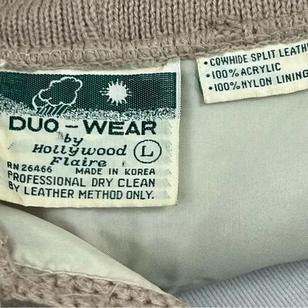 Vintage 70’s Duo Wear Leather Cow Hide Hooded Jacket Tan L - Image 5