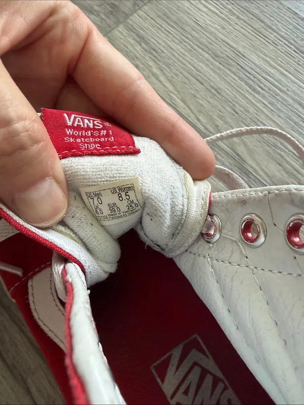 Vans Red High-Top Sneakers with White Side Stripe Size 8.5 - Image 2