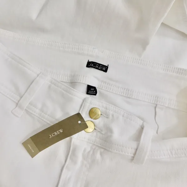 NWT!! J. CREW Slim Wide Jeans Stacked Buttons Solid White Size 30 Petite 30P - Image 12