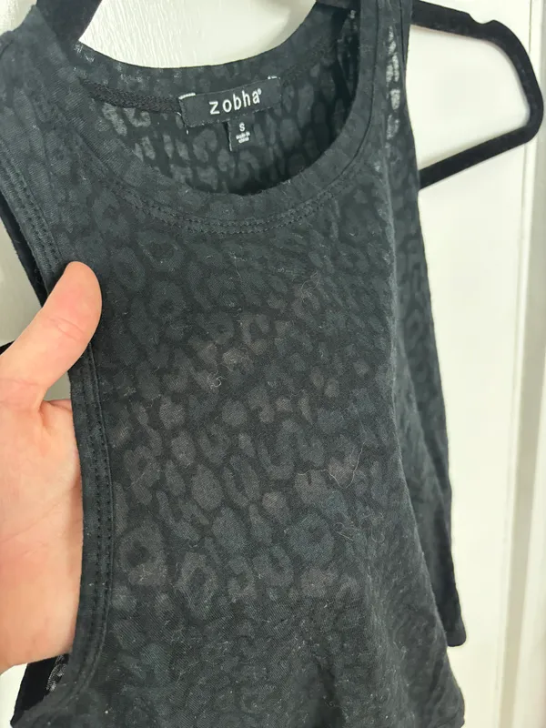 Cheetah Sheer Workout Top Black - Image 4