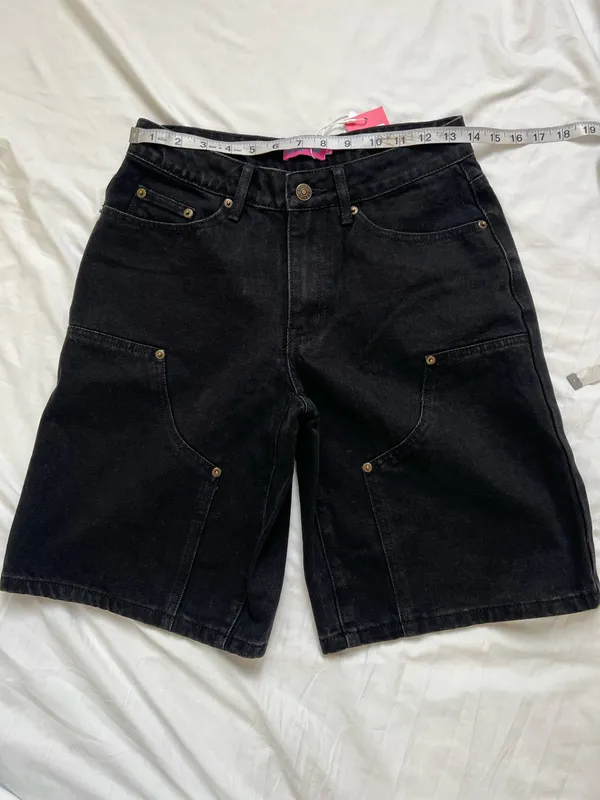 Edikted Black Jacqui Low Rise Denim Bermuda Shorts - Image 2