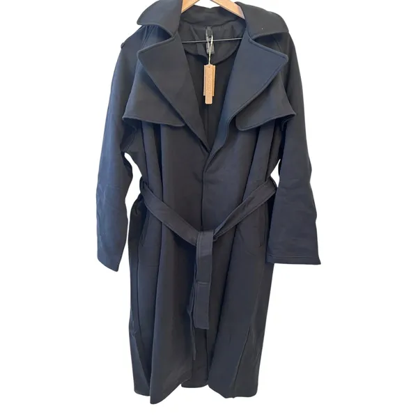 SKIMS NWT Boyfriend Fleece Oversized Trench Coat - Onyx XS - Image 5