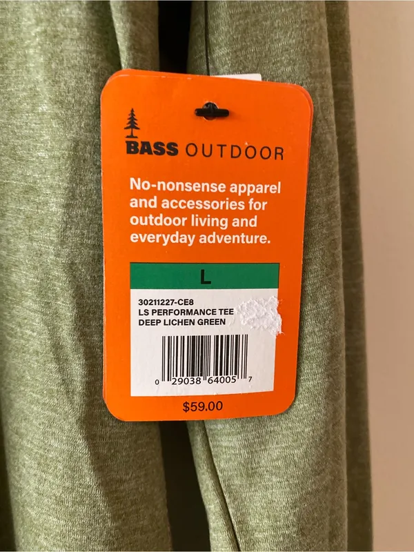 Bass Outdoor Olive Long Sleeve Crew Top with Pink Contrast Stitching - Image 4