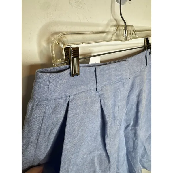 Ann Taylor Womens Light Blue Linen Pleated Shorts Size 2 New - Image 4