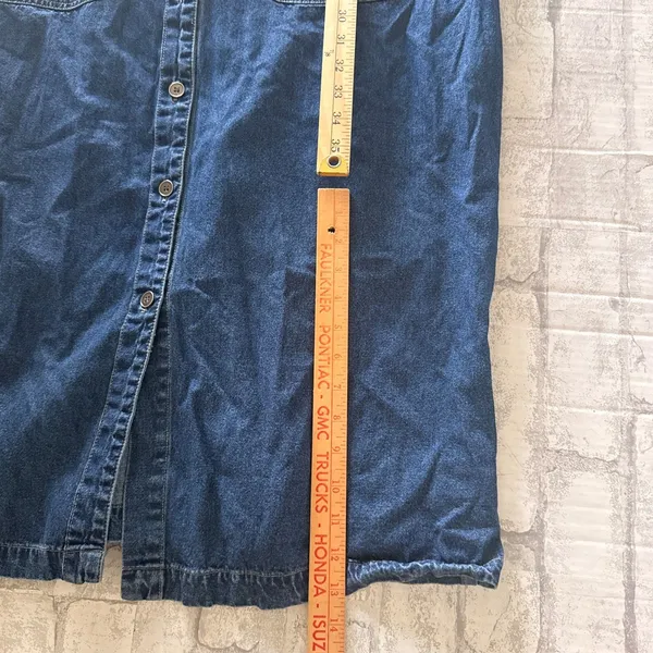 Expression Vintage Blue Denim Sleeveless Button Front Midi Dress Prairie Boho - Image 5