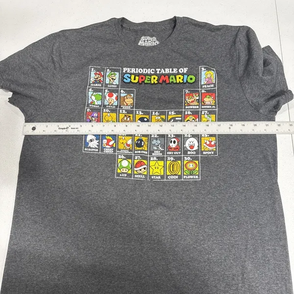 Super Mario Periodic Table Graphic T-Shirt Short Sleeve Tee Size L Casual Gamer - Image 5