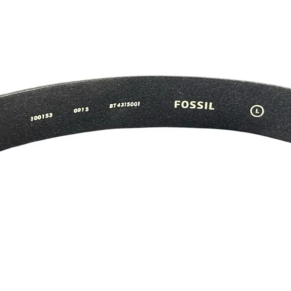 Fossil Black Leather Adjustable Belt L Metal Crystal Buckle Rhinestone Accent - Image 3