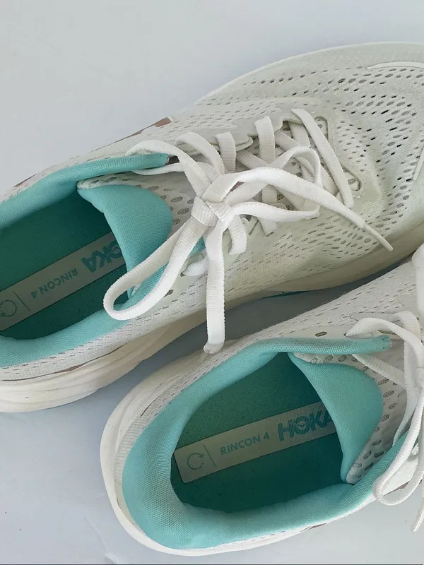 Hoka Rincon 4 White and Teal Women's Running Shoes - Image 7