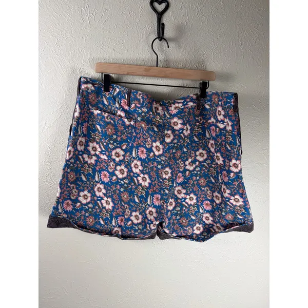 Sundance Kalani Shorts Size XL Linen Blue Floral Boho Retro Summer Preppy Shorts - Image 7