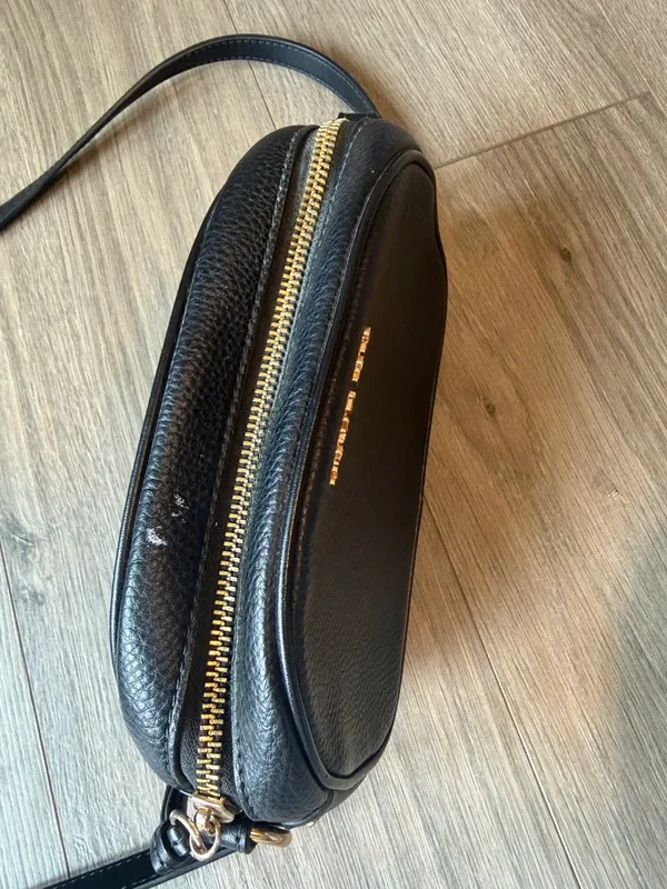 Michael Kors Black Pebbled Leather Rounded Crossbody with Gold Hardware - Image 6