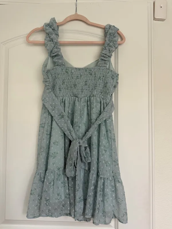 Altar’d State Blue Floral Ruched Mini Dress | Size M - Image 6