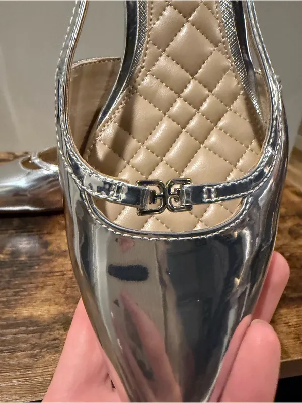 Sam Edelman Toni Silver Pointed Slingback Kitten Heels 6.5 - Image 5