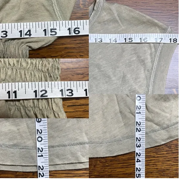 Free People We The Free Cinch Me Tee Top Khaki Beige Ruched Waist Size M Cotton - Image 11