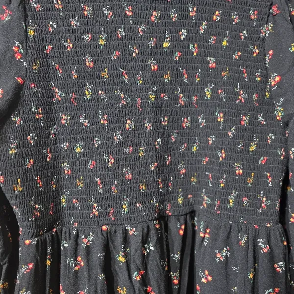 Women's American Eagle Outfitters Black Ditzy Floral‎ Long Sleeve Mini Dress M - Image 3