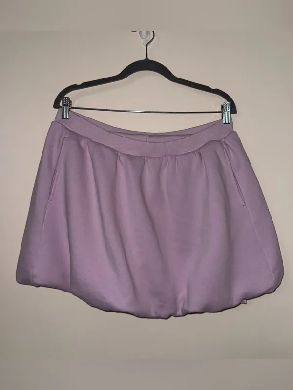 Aerie Offline Cloud Fleece Bubble Hem Skirt Lilac Size Large NWT - Image 2