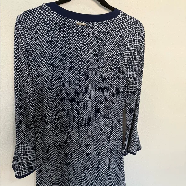 MICHAEL Michael Kors Graph Mamba Flounce Dress Small Navy White Bell Sleeve - Image 8