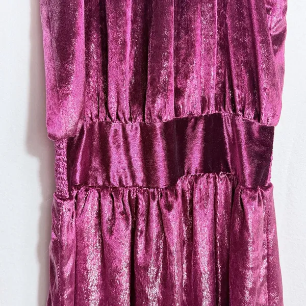 NEW Ramy Brook Deep Red Sparkle Velvet Velour Halter Neck Ellin Mini Dress Sz M - Image 9