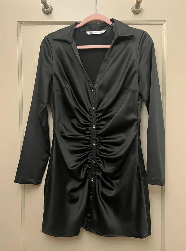 ZARA Satin Long Sleeve Dress - Image 4