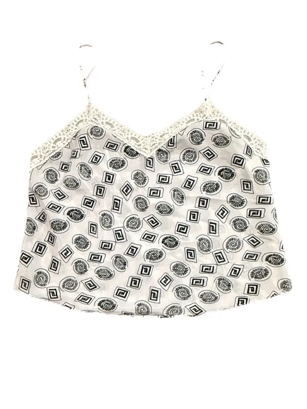 Victoria’s Secret gold label vintage cami top black white print size small - Image 5