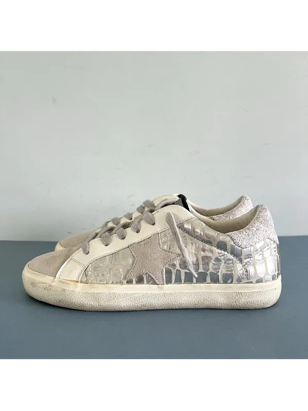 Vintage Havana Ingrid Low Top Sneakers Wild Croc Silver Metallic Fashion Size 8‎ - Image 5