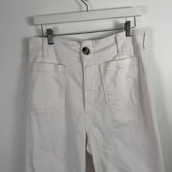 Maeve The Colette Cotton Pants White Wide Leg Crop High Rise Office Womens 31 - Image 10