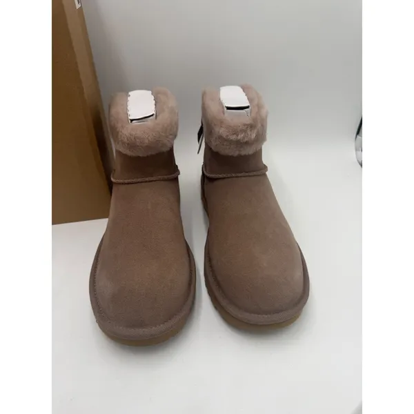 UGG Women Mini Bailey Mixed Bow Caribou Brown Suede Boots Size 8 NWB - Image 4