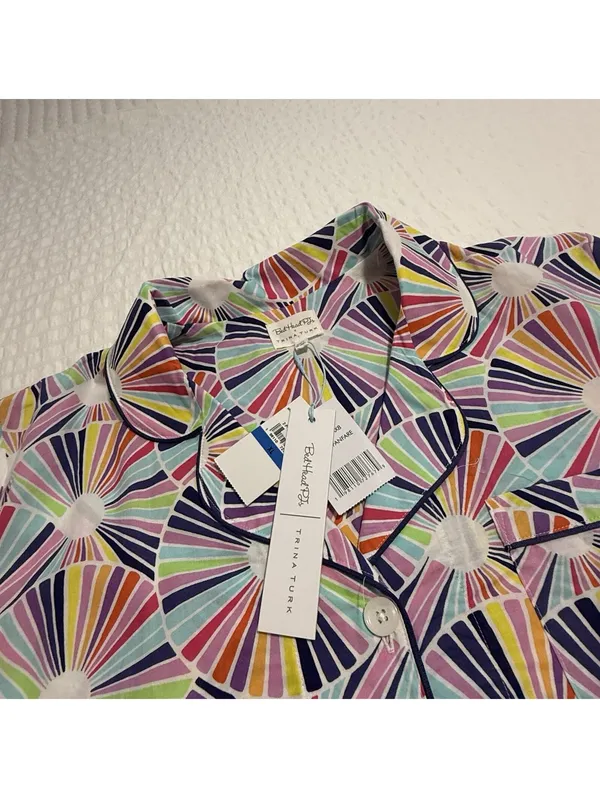 BedHead PJS Trina Turk Pajamas Fanfare Print Cotton Poplin Shorts Set NWT Sz XL - Image 3