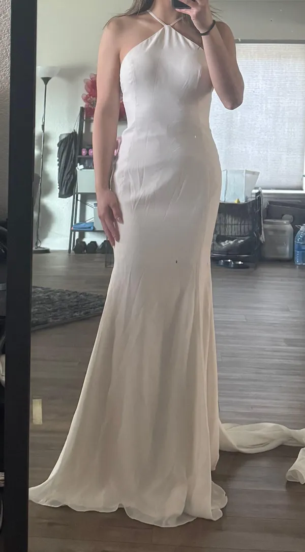Willowby by Watters 59310 Knox Wedding Dress Ivory Halter Strappy Back size 6 - Image 4