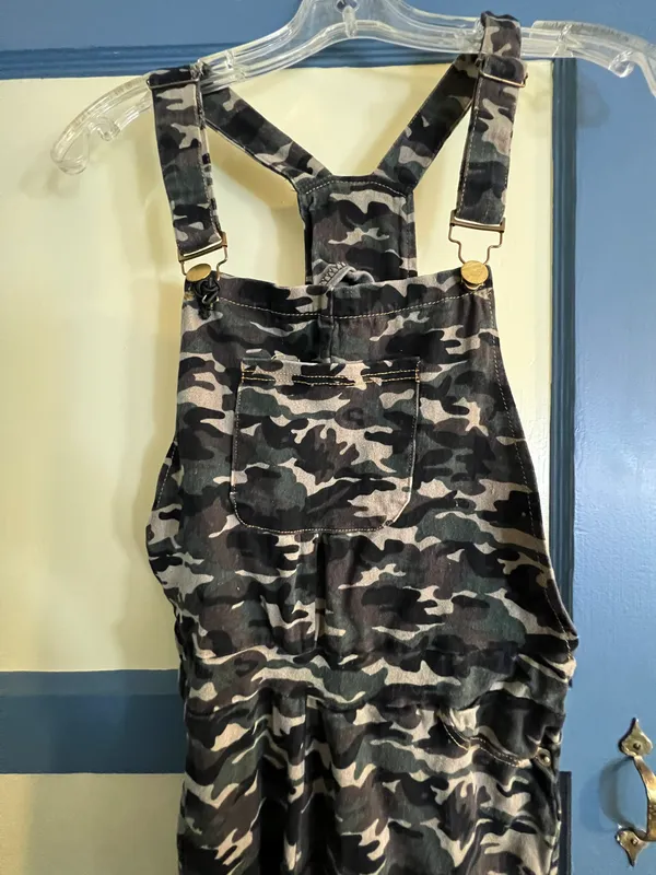 Medium Army Print Stretchy Clip On Overalls - Image 3