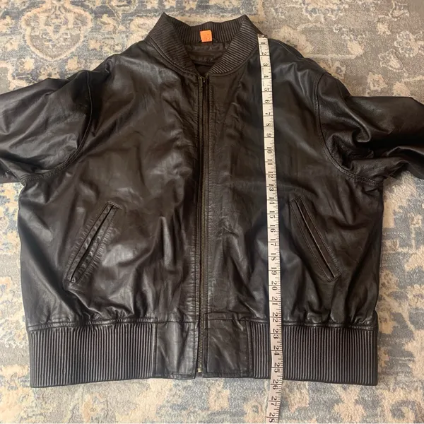Brown Real Leather Bomber Jacket XL - Image 6
