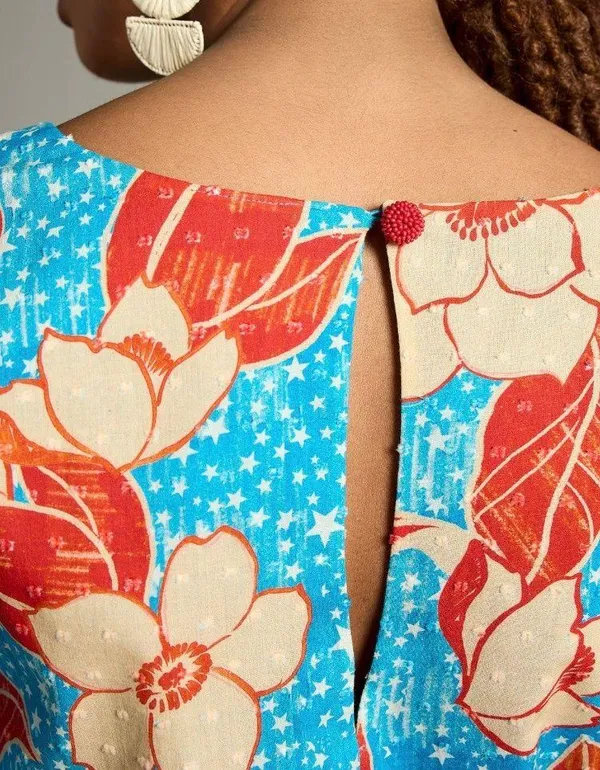 Anthropologie x Farm Rio Puff-Sleeve Bubble Blouse, Size S - Image 6