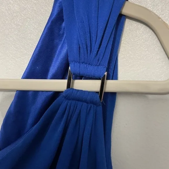 Laundry Shelli Segal Women One Shoulder Draped Blouson Dress Royal Blue Size 4 - Image 5