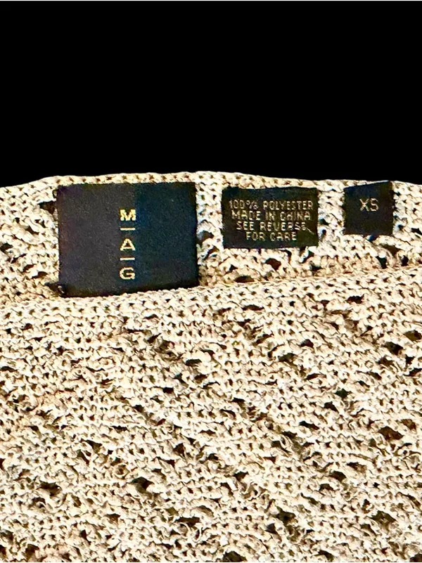MAG Gold Knit Oversized Boatneck Sweater Sz XS - Image 11