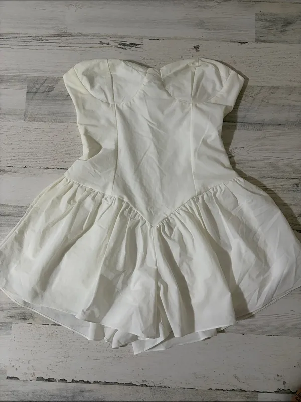 LeLe Brady Corset Mini Romper. Off White - Image 3